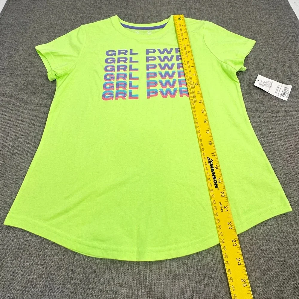 NEW! Xersion Little & Big GirlsT-Shirt Summer Lime XL 18.5 Cotton Blend Round Ne